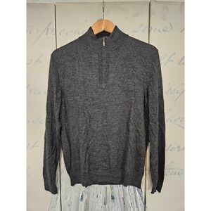 Club Room Mens Charcoal Gray Merino Wool Blend Quarter Zip Sweater Size M